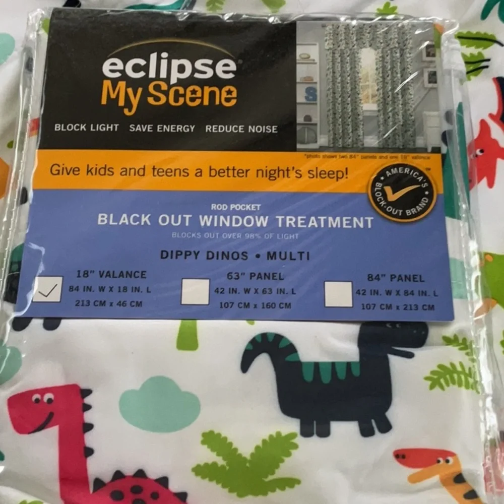 🦖Eclipse Dippy Dinos window valance 84” by 18” long. New.